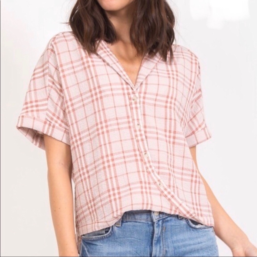 🛍 Plaid Hi-Lo Short Sleeve Top🛍